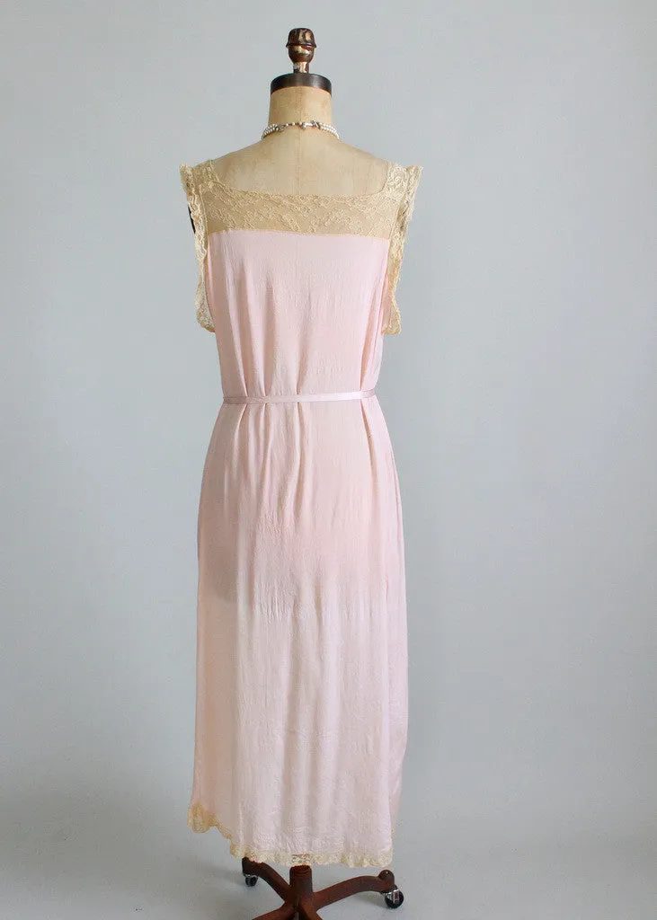 Vintage 1920s Silk and Lace Nightgown