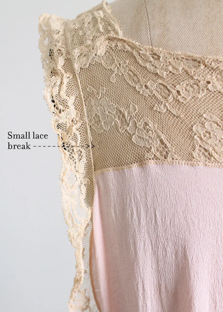 Vintage 1920s Silk and Lace Nightgown
