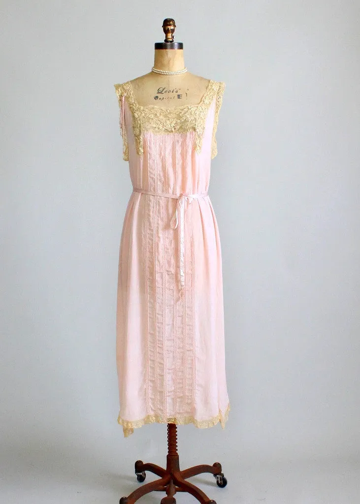 Vintage 1920s Silk and Lace Nightgown