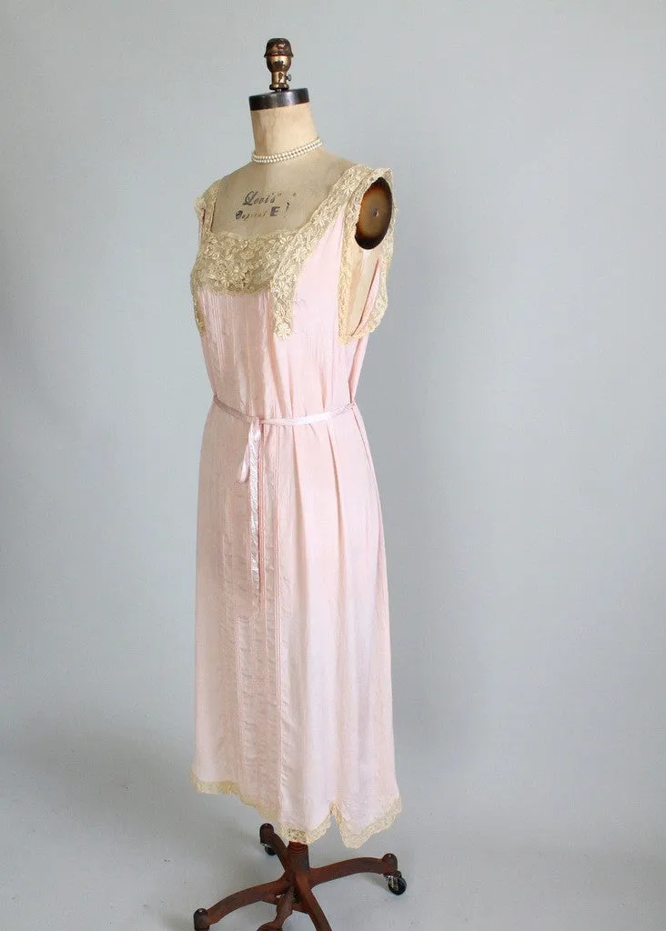 Vintage 1920s Silk and Lace Nightgown