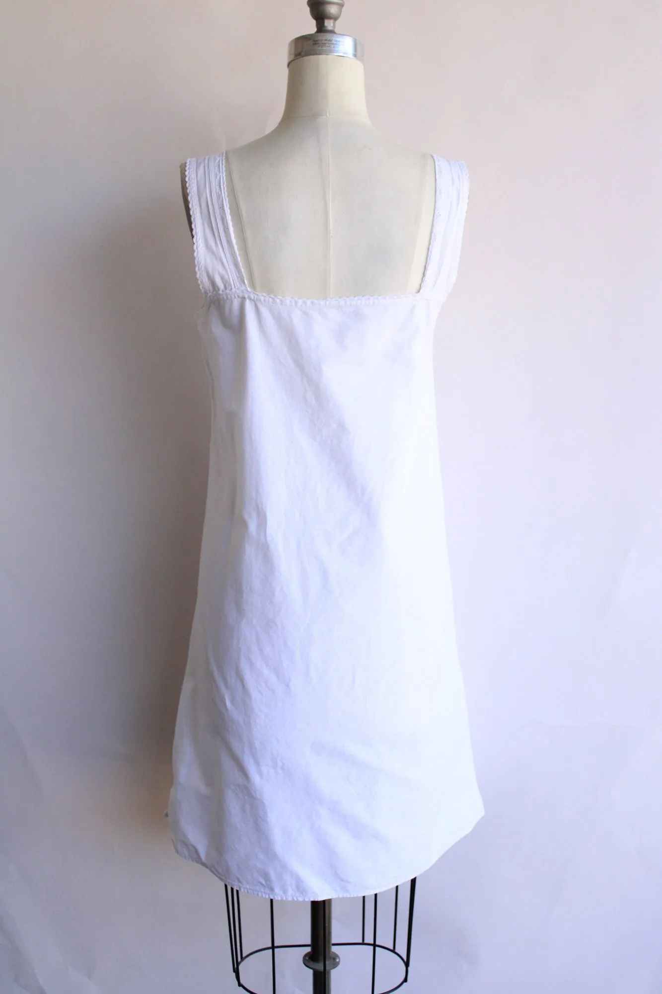 Vintage 1920s White Cotton Chemise, Monogrammed KK