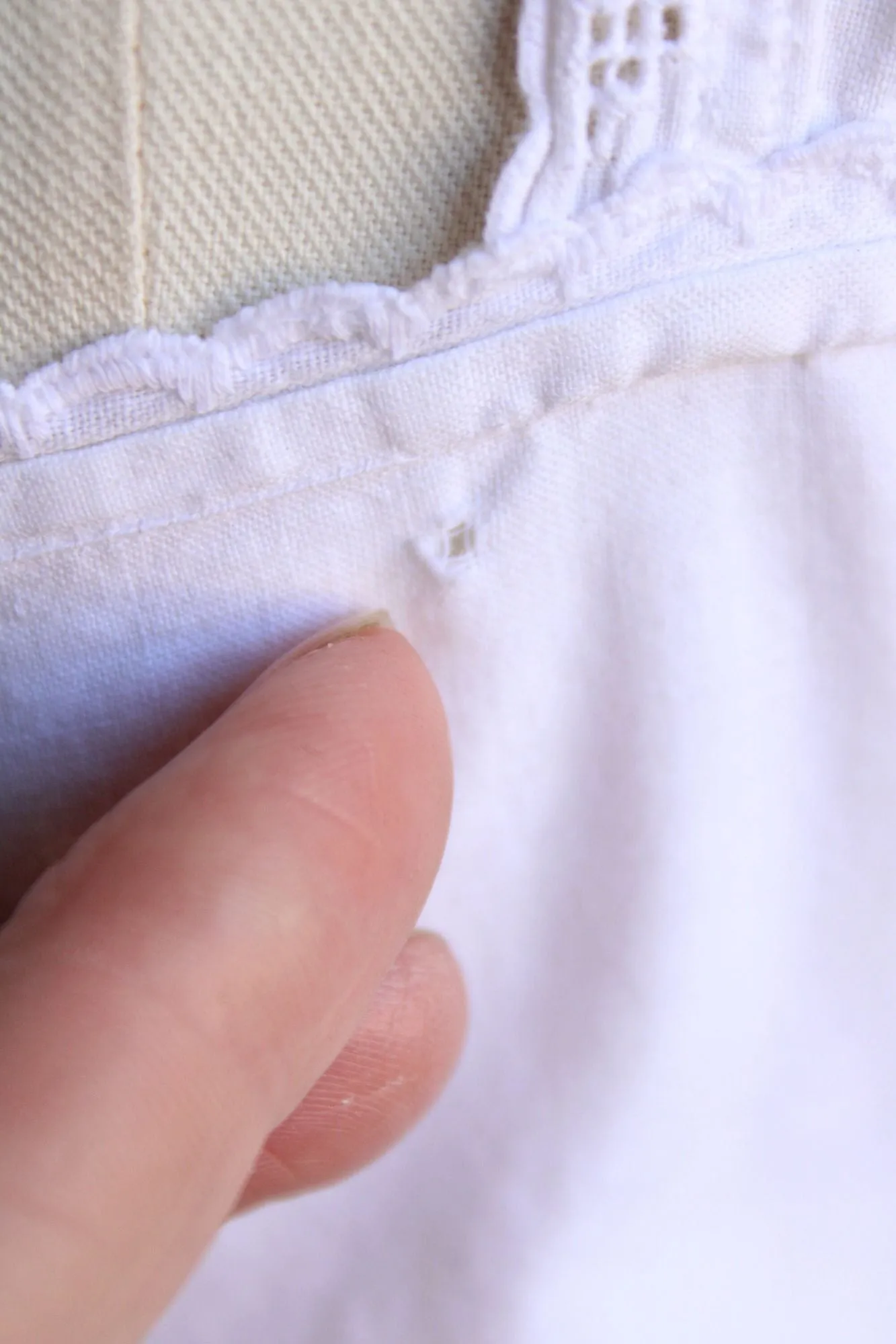 Vintage 1920s White Cotton Chemise, Monogrammed KK