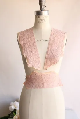 Vintage 1940s Lace Appliques, Pink Collar Trim, 3 PIeces