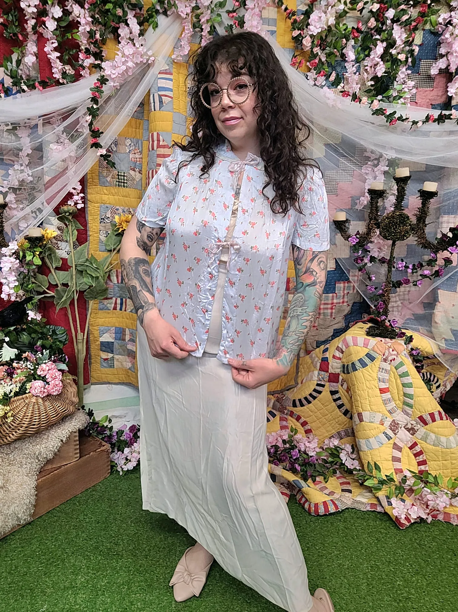 Vintage 1950's Blue Nightgown Top