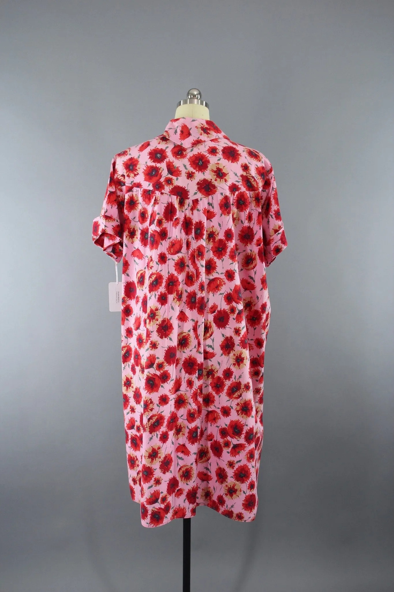 Vintage 1950s Nightgown / Maternity Dress in Pink & Red Poppies