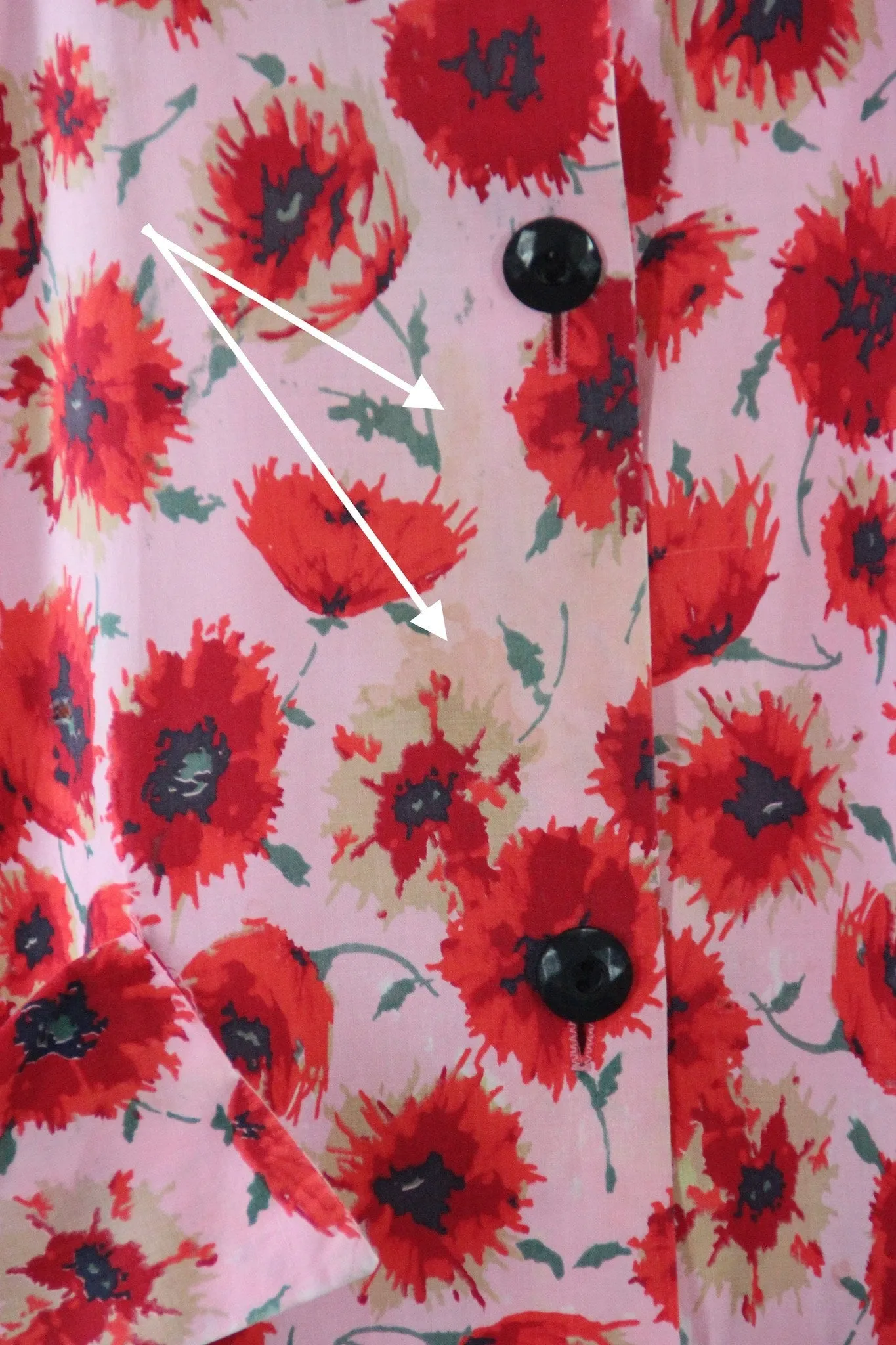 Vintage 1950s Nightgown / Maternity Dress in Pink & Red Poppies