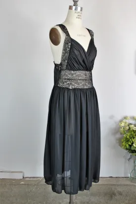 Vintage 1960s Black Full Slip