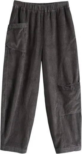 Women's Corduroy Wide Leg Pants with Unique Pockets Bloomers Trousers
