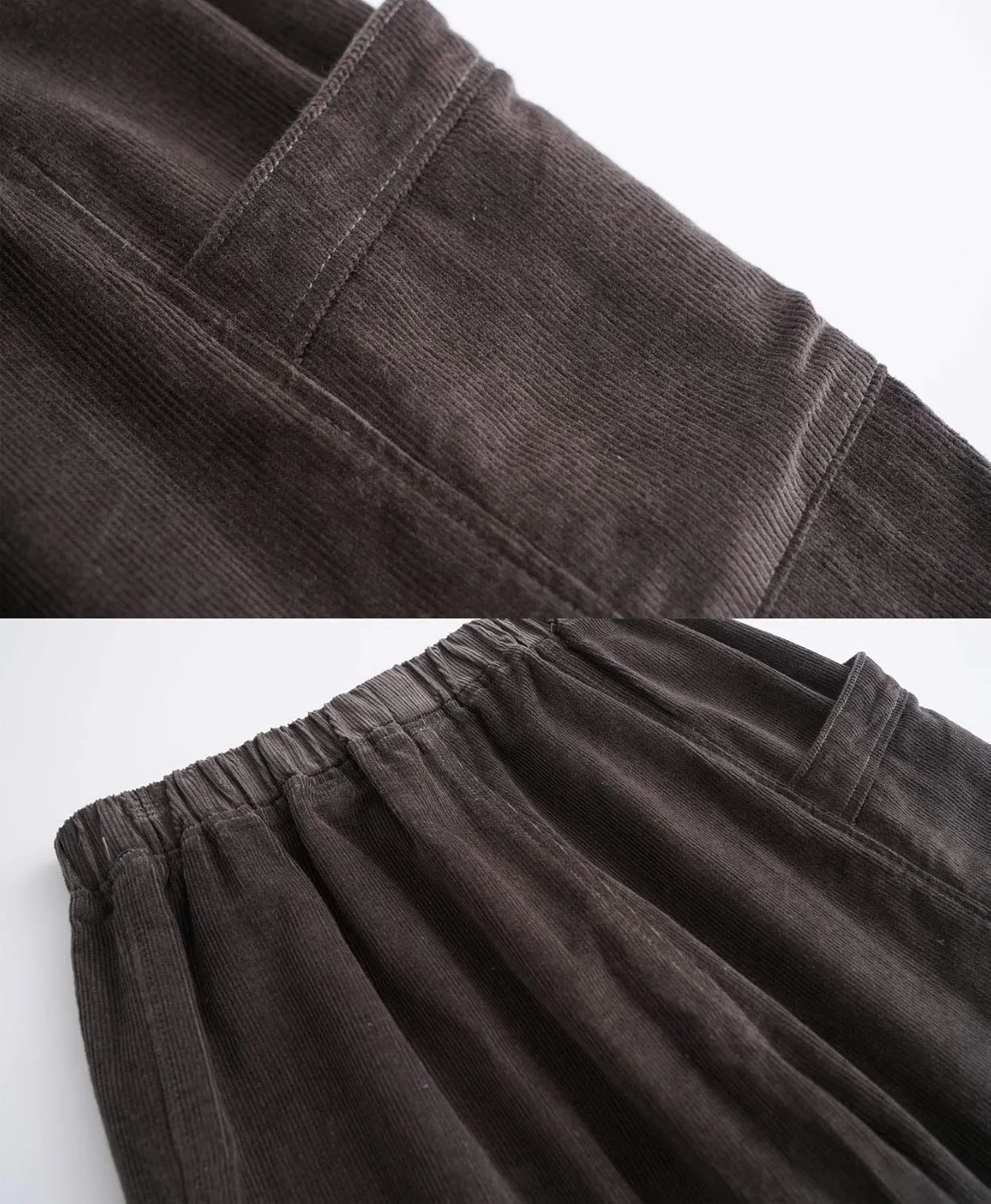 Women's Corduroy Wide Leg Pants with Unique Pockets Bloomers Trousers