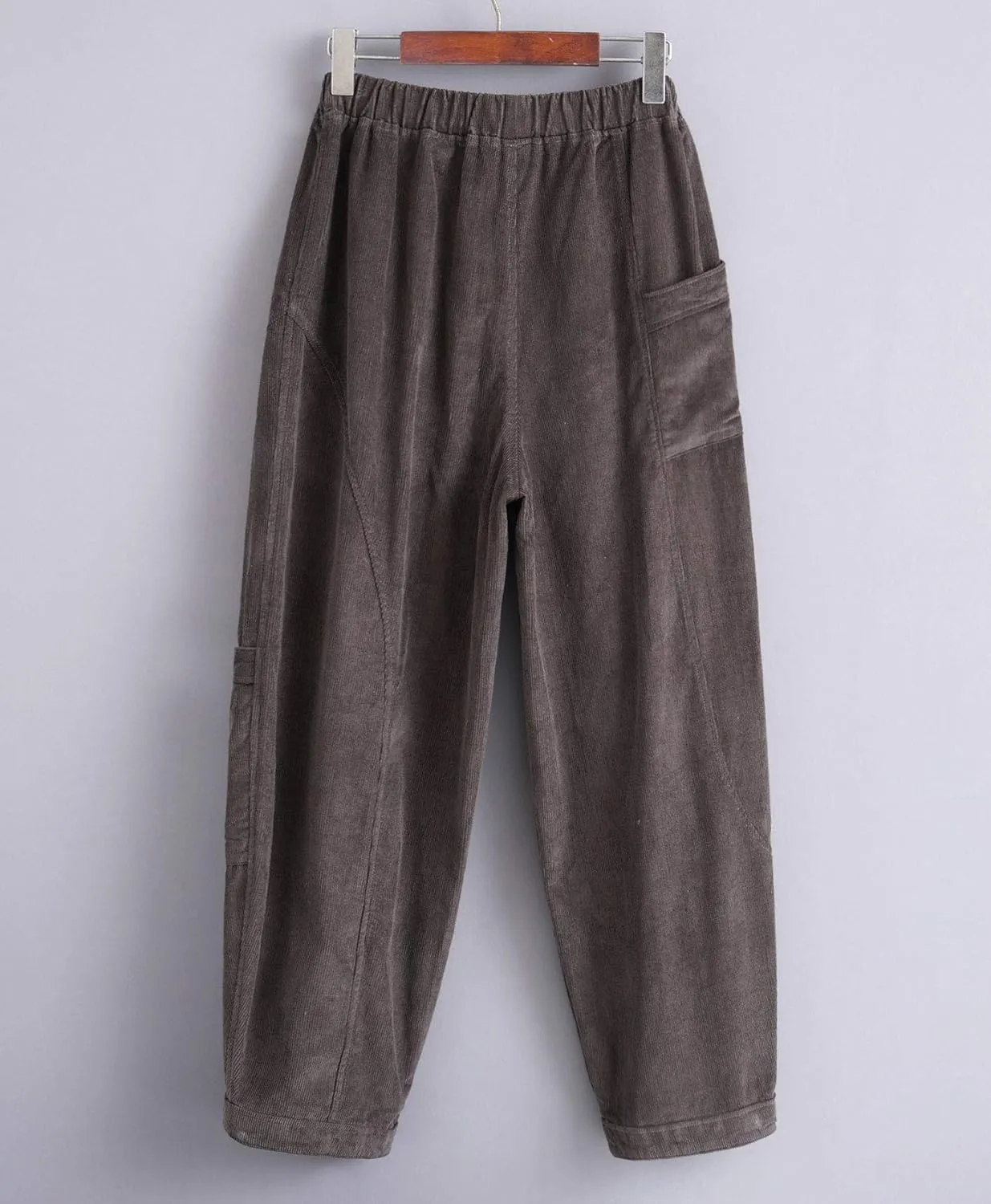 Women's Corduroy Wide Leg Pants with Unique Pockets Bloomers Trousers