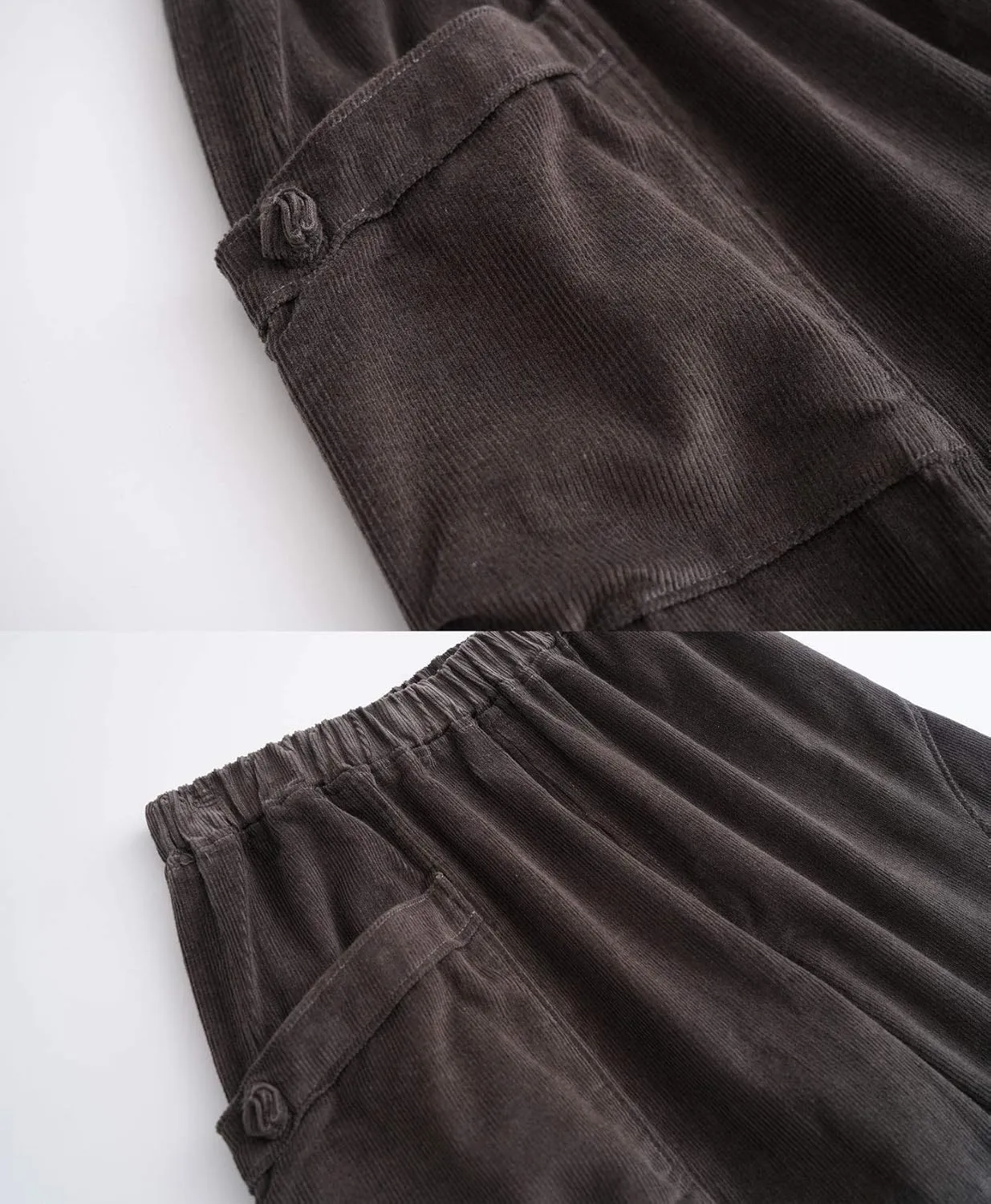 Women's Corduroy Wide Leg Pants with Unique Pockets Bloomers Trousers