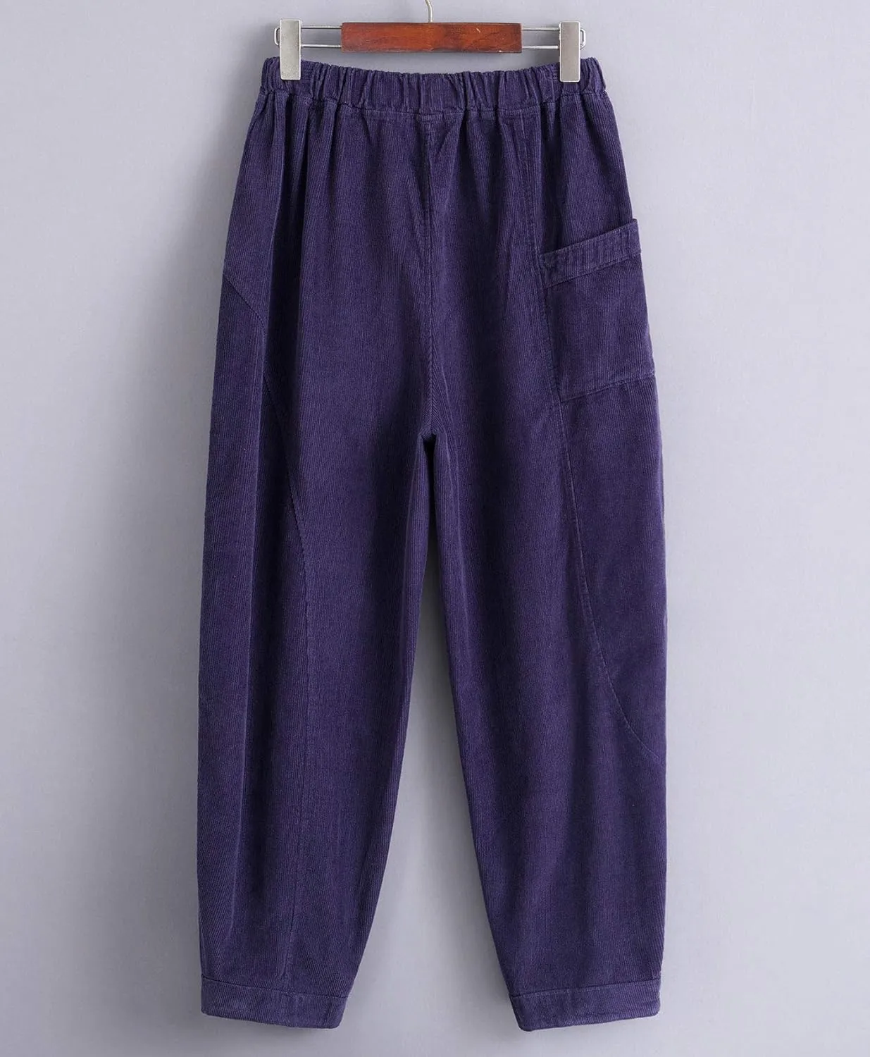 Women's Corduroy Wide Leg Pants with Unique Pockets Bloomers Trousers