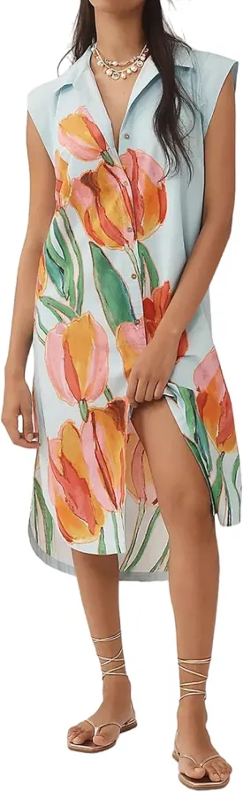 Womens Floral Print Cap Sleeve Button Up Shirt Midi Dress Summer Casual V Neck Cute Loose Fit Dress