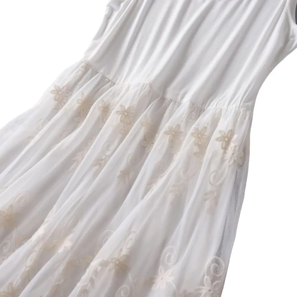 YM YOUMU Women Cotton Floral Lace Patchwork Full Slip Dress for Under Dress Extender 110 cm Length