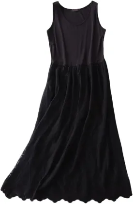 YM YOUMU Women Cotton Floral Lace Patchwork Full Slip Dress for Under Dress Extender 110 cm Length