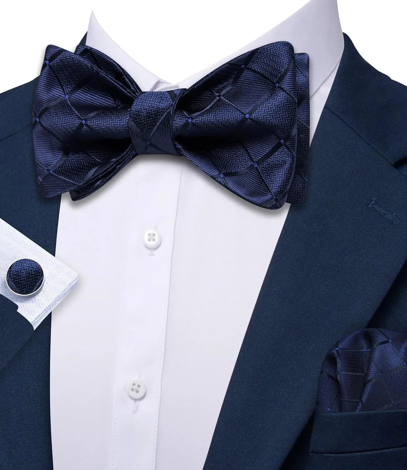 YOHOWA Bow Ties for Men Paisley Self Tie Bowtie Pocket Square Cufflinks Set Classic Woven Formal Wedding Tuxedo Party